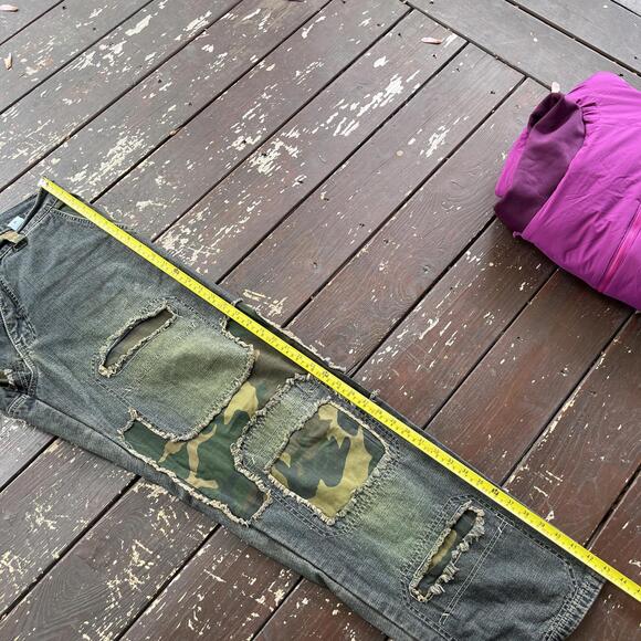 (34x32) Vintage 90s Y2K South Pole Style Camouflage Camo Patchwork Baggy Jeans - Picture 6 of 7